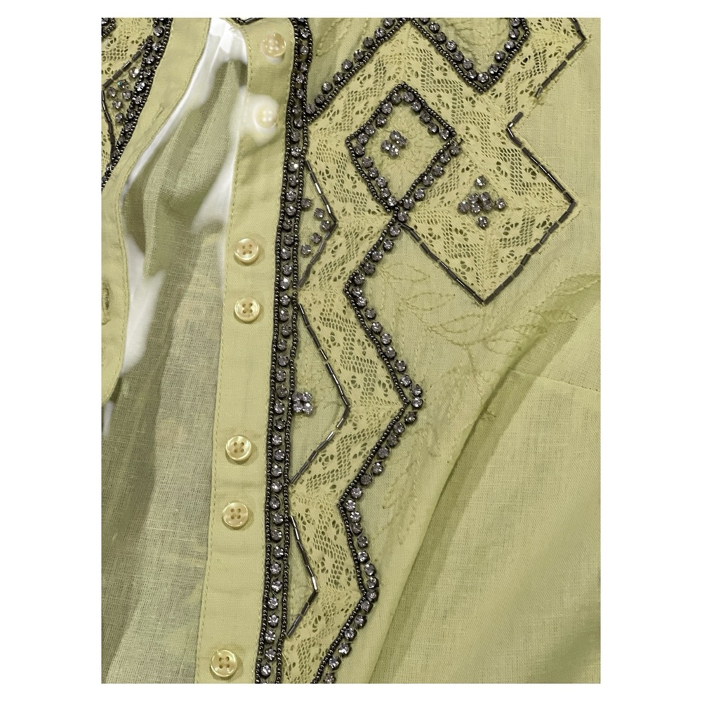 Lime Green & Rhinestone Pilcro Blouse by Anthropologie Size XS - Picture 7 of 10